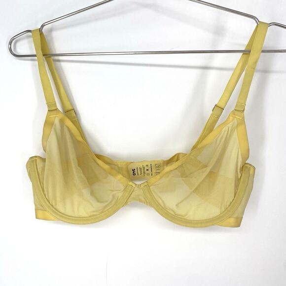 Cuup The Plunge Sheer Yellow Underwire Bra Women's Size 34D - Picture 1 of 6